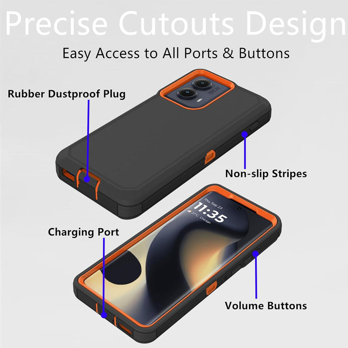 Funda protectora resistente a prueba de polvo a prueba de golpes, 3 en 1 para Motorola Moto Edge 2021 (naranja/negro) - Quierox - Tienda Online
