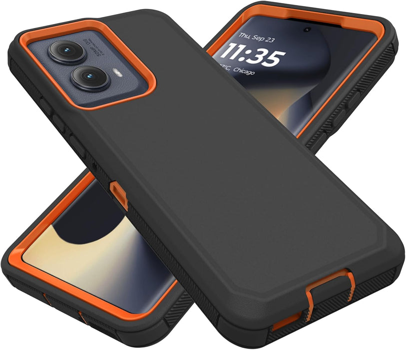 Funda protectora resistente a prueba de polvo a prueba de golpes, 3 en 1 para Motorola Moto Edge 2021 (naranja/negro) - Quierox - Tienda Online