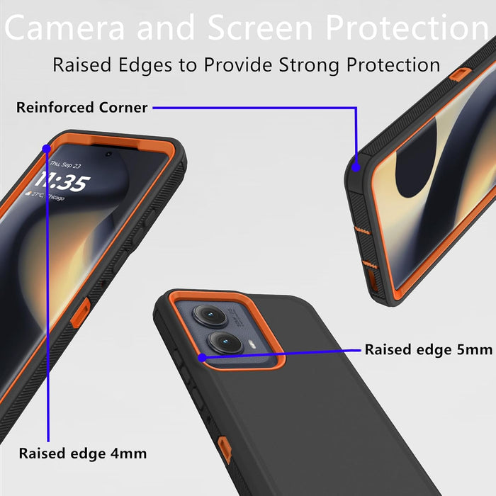 Funda protectora resistente a prueba de polvo a prueba de golpes, 3 en 1 para Motorola Moto Edge 2021 (naranja/negro) - Quierox - Tienda Online
