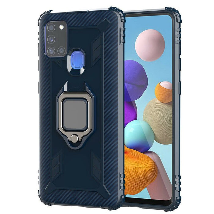 Funda Samsung Galaxy A21s con Anillo y Fibra de Carbono - Quierox - Tienda Online