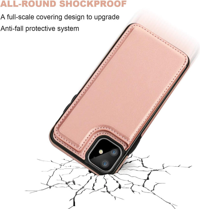 Funda tipo cartera para iPhone 11 con tarjetero y ranuras para tarjetas, doble cierre magnético - Quierox - Tienda Online
