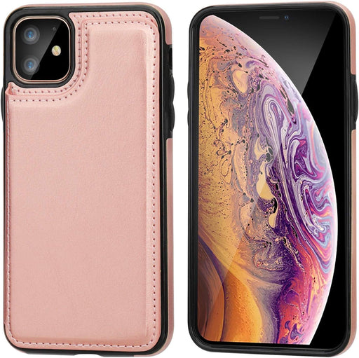Funda tipo cartera para iPhone 11 con tarjetero y ranuras para tarjetas, doble cierre magnético - Quierox - Tienda Online