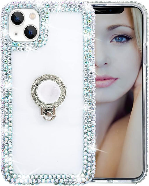 Funda transparente con diamantes compatible con iPhone 13 pro max con soporte de anillo - Quierox - Tienda Online