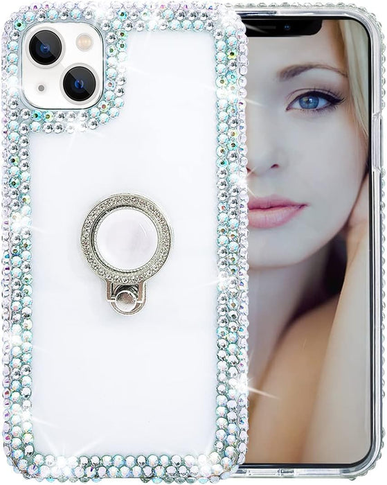 Funda transparente con diamantes compatible con iPhone 13 pro max con soporte de anillo - Quierox - Tienda Online