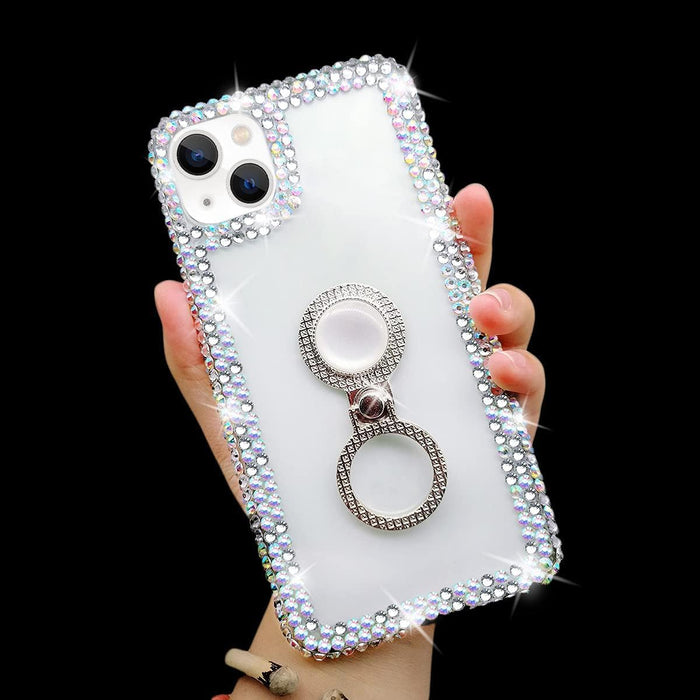 Funda transparente con diamantes compatible con iPhone 13 pro max con soporte de anillo - Quierox - Tienda Online