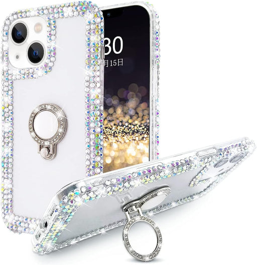 Funda transparente con diamantes compatible con iPhone 13 pro max con soporte de anillo - Quierox - Tienda Online
