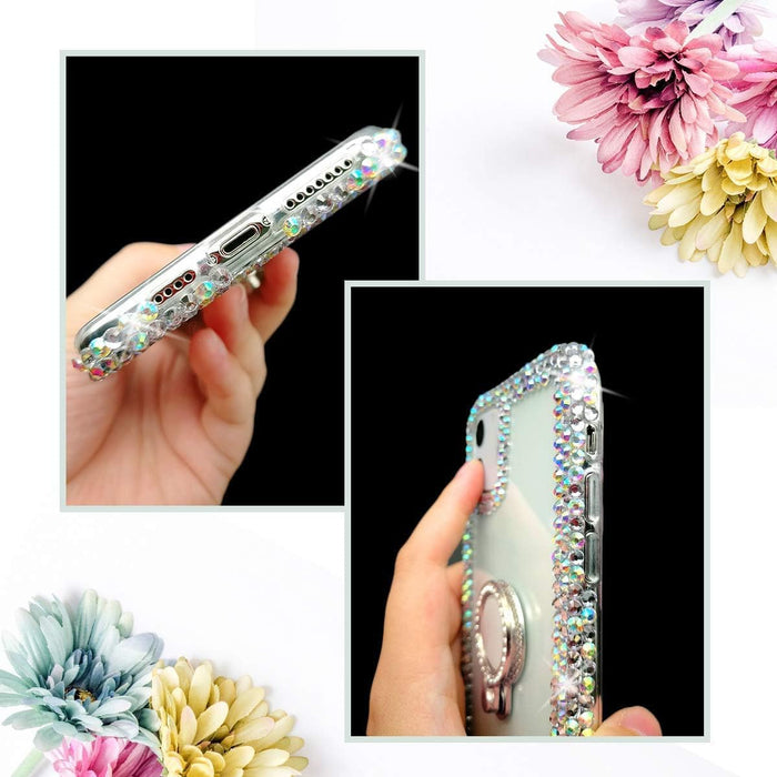 Funda transparente con diamantes compatible con iPhone 13 pro max con soporte de anillo - Quierox - Tienda Online