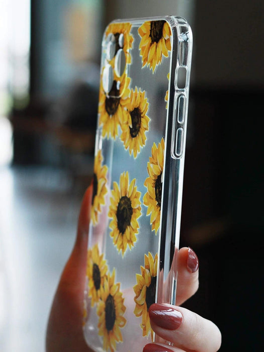 Funda transparente para celular con patrón de girasol Iphone - 11 pro - Quierox - Tienda Online