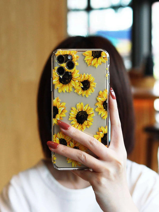 Funda transparente para celular con patrón de girasol Iphone - 11 pro - Quierox - Tienda Online