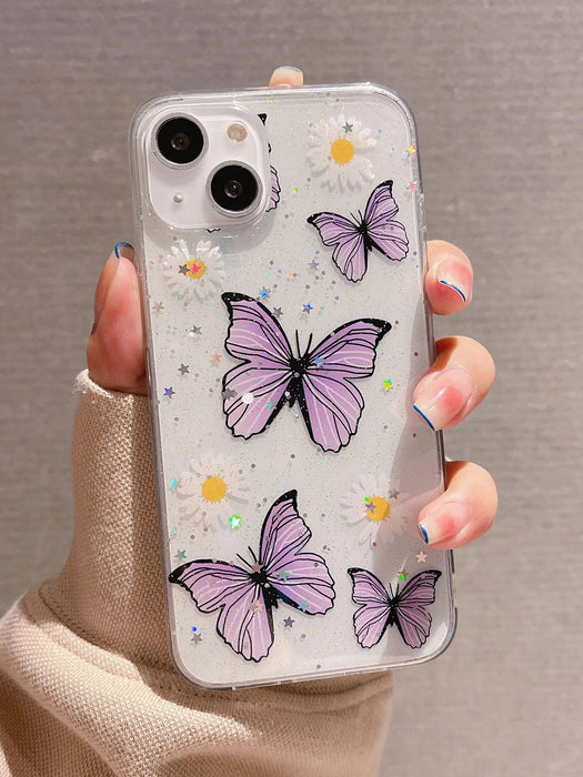 Funda transparente para teléfono con gráfico de mariposa - Quierox - Tienda Online