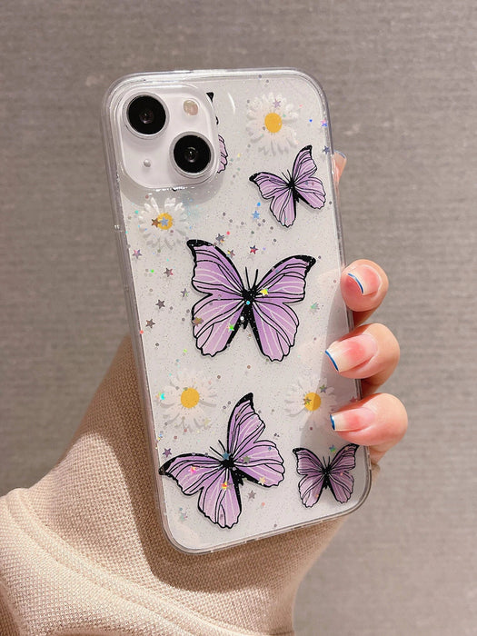Funda transparente para teléfono con gráfico de mariposa - Quierox - Tienda Online