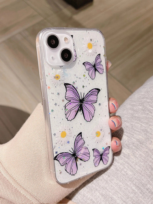 Funda transparente para teléfono con gráfico de mariposa - Quierox - Tienda Online