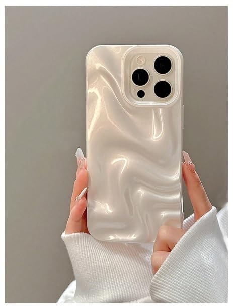 Funda trasera Pearl White Swirl para iPhone 12 diseño minimalista y moderno con efecto de ondas - Quierox - Tienda Online