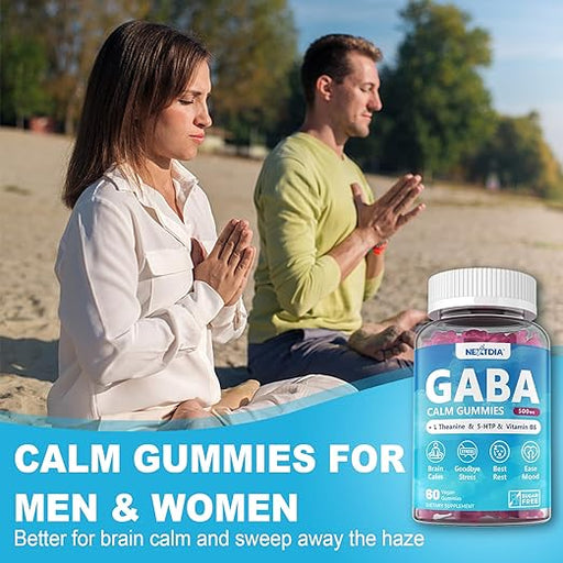 GABA Gummies 500 mg – Gomitas calmantes sin azúcar con L teanina, 5 - HTP, vitaminas D3, B12.. - Quierox - Tienda Online