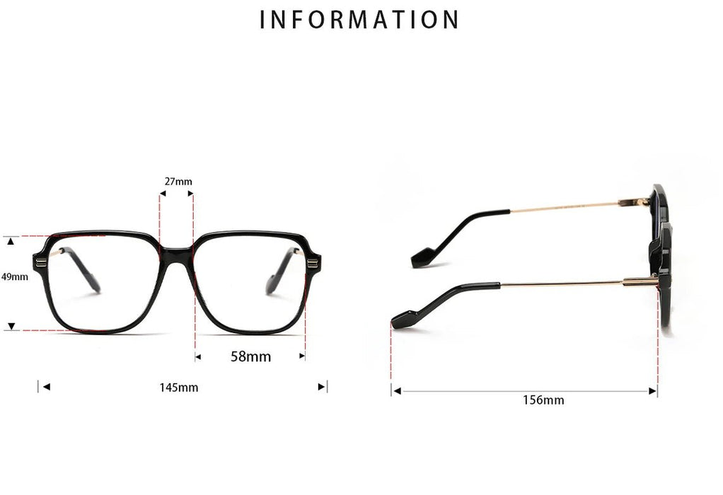 Gafas con montura grande, diseño vintage, cuadradas transparentes, para mujer grado +1.00 - Quierox - Tienda Online