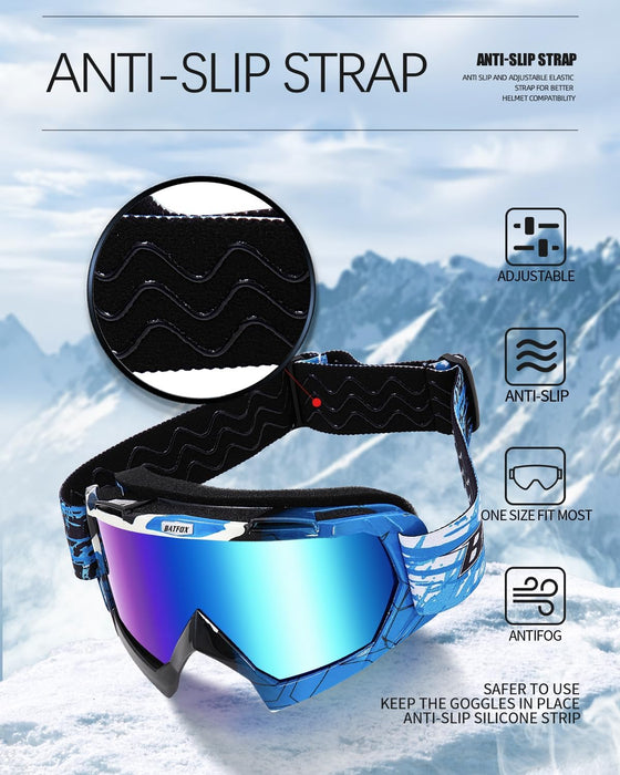 Gafas de esquí OTG BATFOX para hombres, mujeres y jóvenes, gafas de snowboard, ultraligeras, antideslizantes - Quierox - Tienda Online