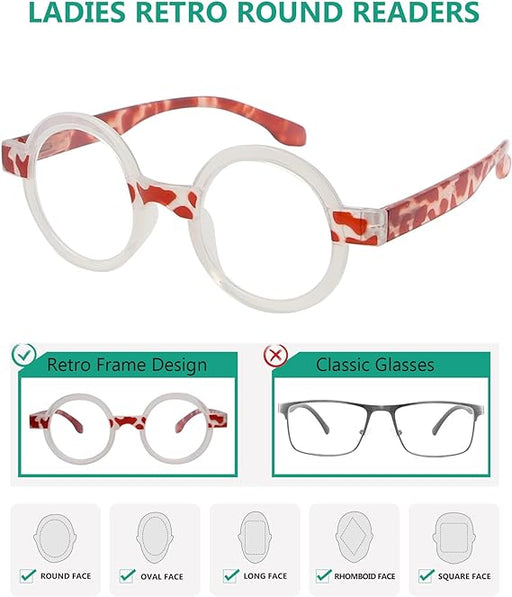Gafas de lectura redondas con patillas de color tortuga para mujer - Quierox - Tienda Online