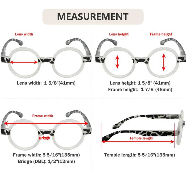 Gafas de lectura redondas con patillas de color tortuga para mujer - Quierox - Tienda Online