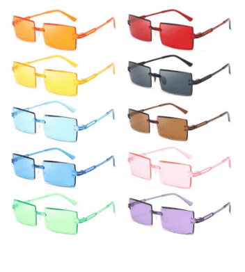 Gafas de Moda Rectangulares sin Marco de Gradiente, Lente de Plástico, paquete de 3 de colores aleatorios - Quierox - Tienda Online