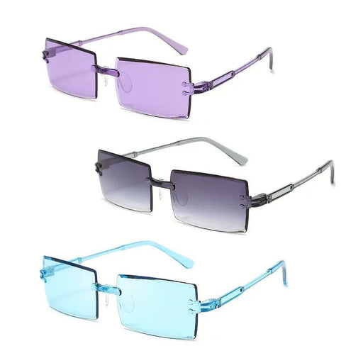 Gafas de Moda Rectangulares sin Marco de Gradiente, Lente de Plástico, paquete de 3 de colores aleatorios - Quierox - Tienda Online