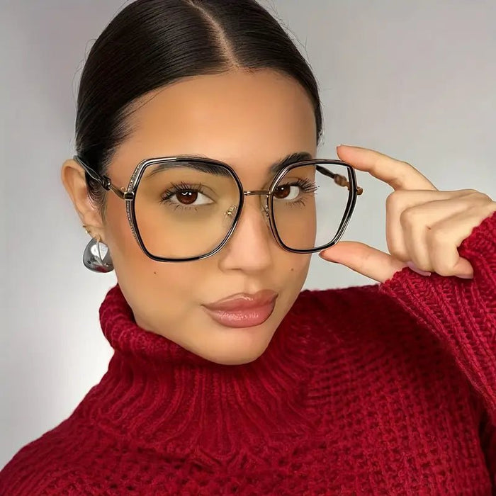 Gafas de Montura Grande Poligonal y Lentes Transparentes para Mujer - Quierox - Tienda Online