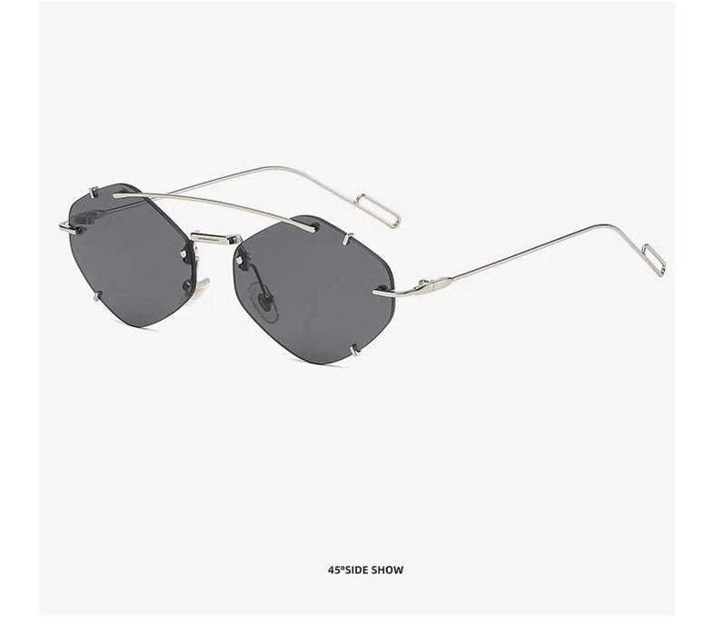 Gafas de sol cuadradas con diamantes sin montura unisex, gafas de sol retro de diseñador - Quierox - Tienda Online