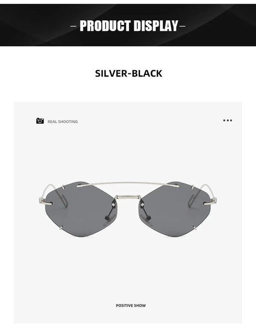 Gafas de sol cuadradas con diamantes sin montura unisex, gafas de sol retro de diseñador - Quierox - Tienda Online