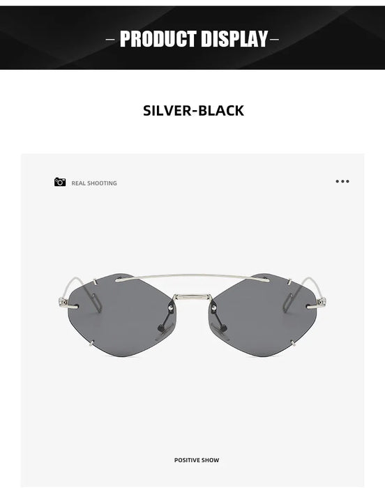 Gafas de sol cuadradas con diamantes sin montura unisex, gafas de sol retro de diseñador - Quierox - Tienda Online