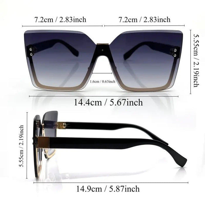 Gafas de sol cuadradas grandes sin montura para mujeres, degradada al aire libre - Quierox - Tienda Online