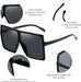 Gafas de sol de 3 piezas para mujer y hombre, montura grande, gafas retro cuadradas - Quierox - Tienda Online