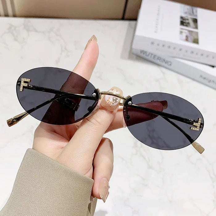 Gafas de sol de metal sin marco de moda europea y americana para mujer - Quierox - Tienda Online