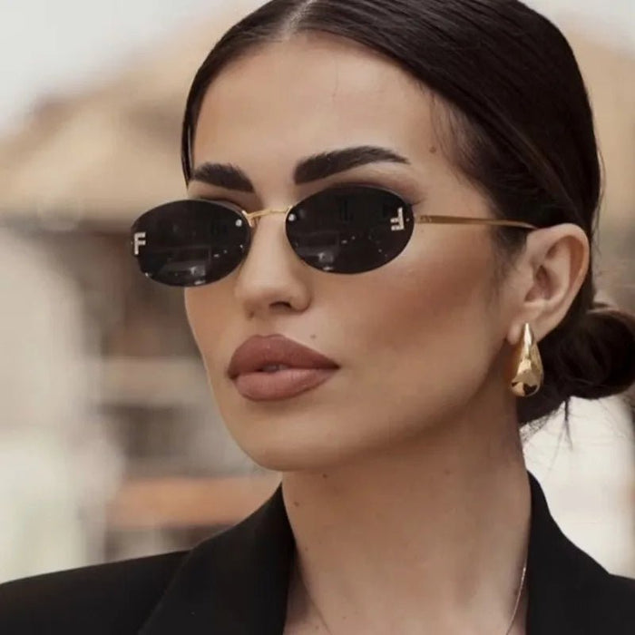 Gafas de sol de metal sin marco de moda europea y americana para mujer - Quierox - Tienda Online