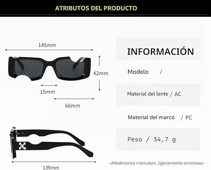 Gafas de sol de verano al aire libre con marco pequeño rectángulo, unisex - Quierox - Tienda Online