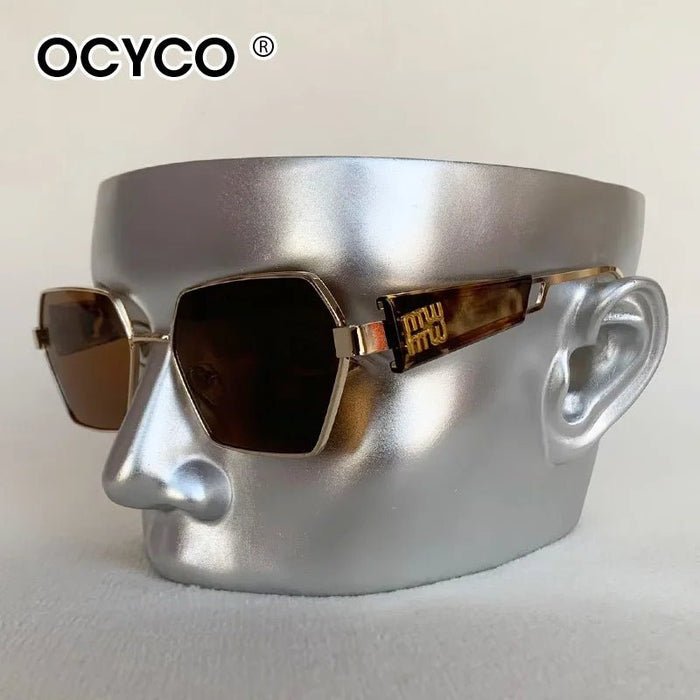 Gafas de sol poligonales de moda para mujer y hombre, montura de metal vintage - Quierox - Tienda Online