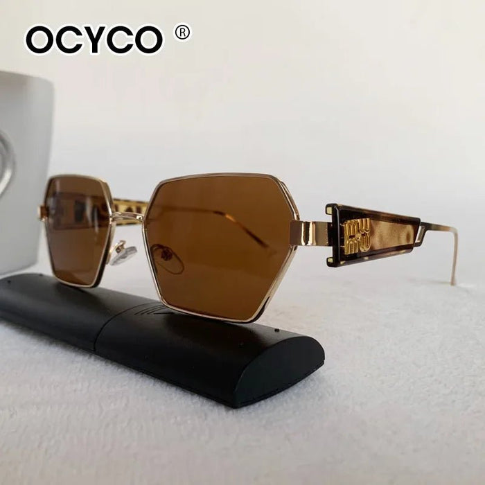 Gafas de sol poligonales de moda para mujer y hombre, montura de metal vintage - Quierox - Tienda Online