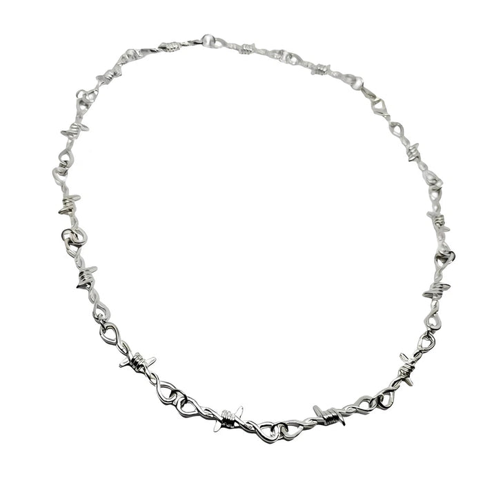 Gargantilla colgante collar alambre de púas 20" cadena espiga emo gótica - Quierox - Tienda Online