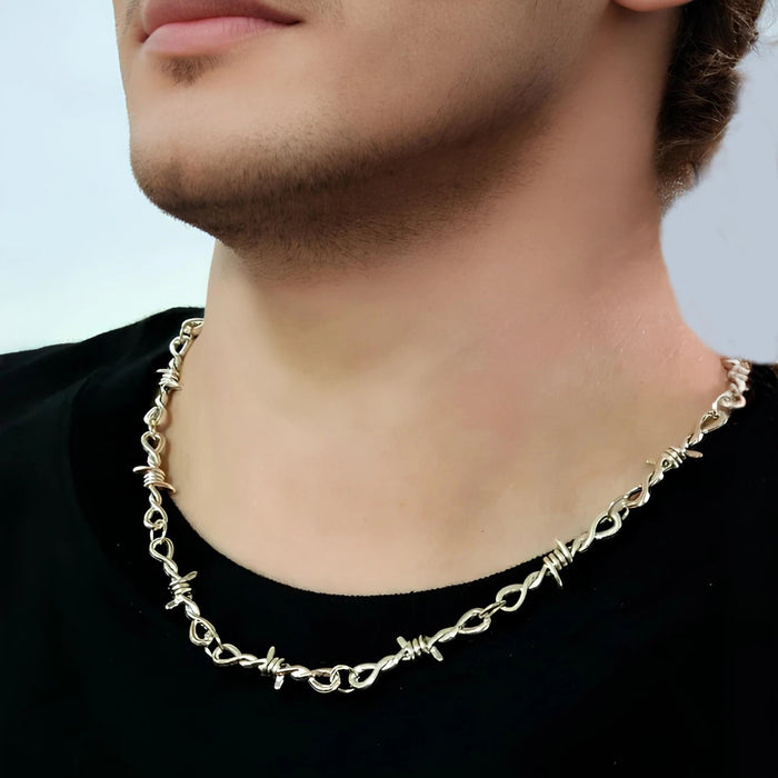 Gargantilla colgante collar alambre de púas 20" cadena espiga emo gótica - Quierox - Tienda Online