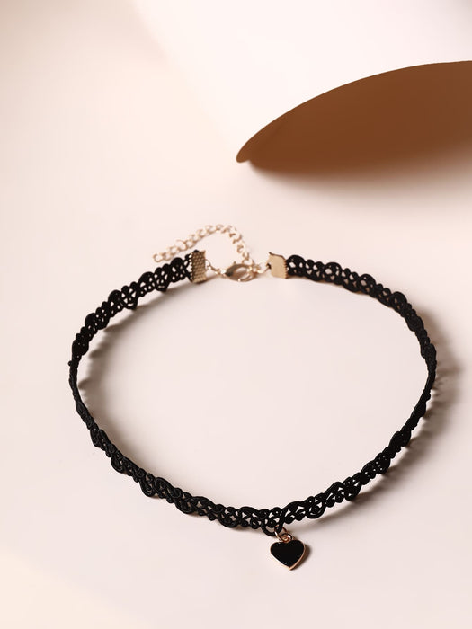 Gargantilla con dije de corazón, joyería gótica punk - Quierox - Tienda Online