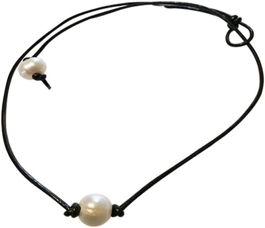 Gargantilla de perlas, collar de perlas de cuero para mujer - Quierox - Tienda Online