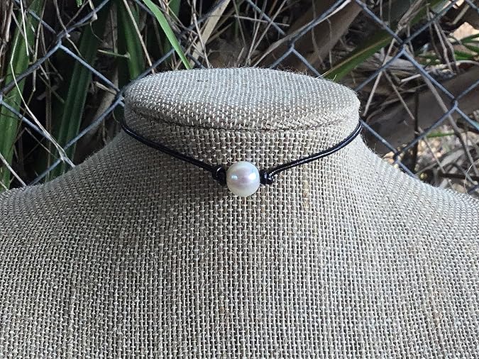 Gargantilla de perlas, collar de perlas de cuero para mujer - Quierox - Tienda Online