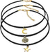 Gargantilla negra para mujer, collar con colgante de estrella y sol, luna, cuerda de terciopelo negro - Quierox - Tienda Online