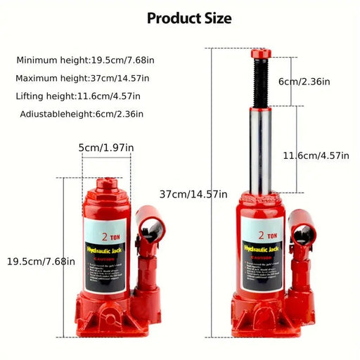 Gato hidráulico portátil de botella, 2 toneladas, elevador vertical para automóvil pequeño - Quierox - Tienda Online