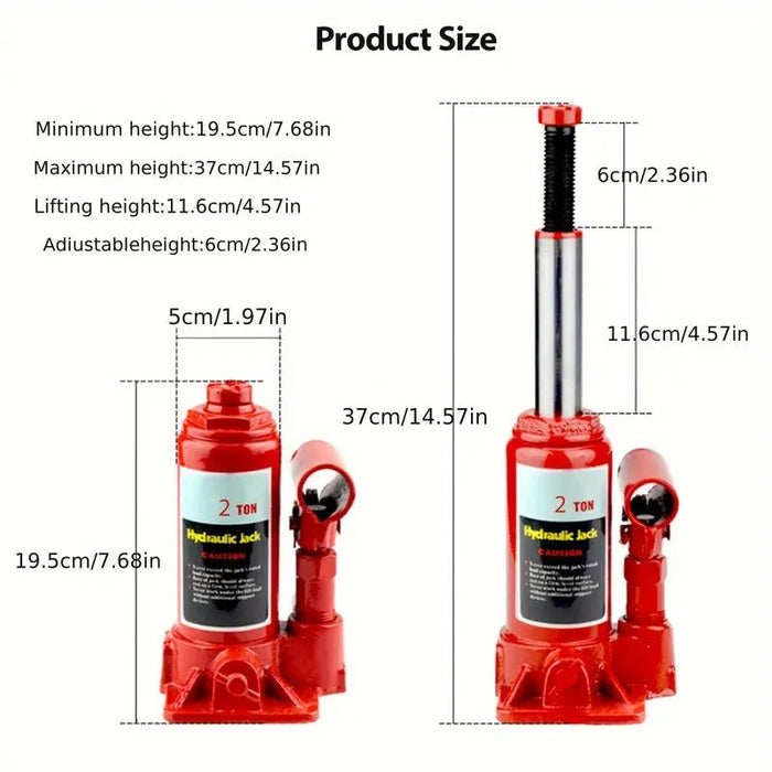 Gato hidráulico portátil de botella, 2 toneladas, elevador vertical para automóvil pequeño - Quierox - Tienda Online