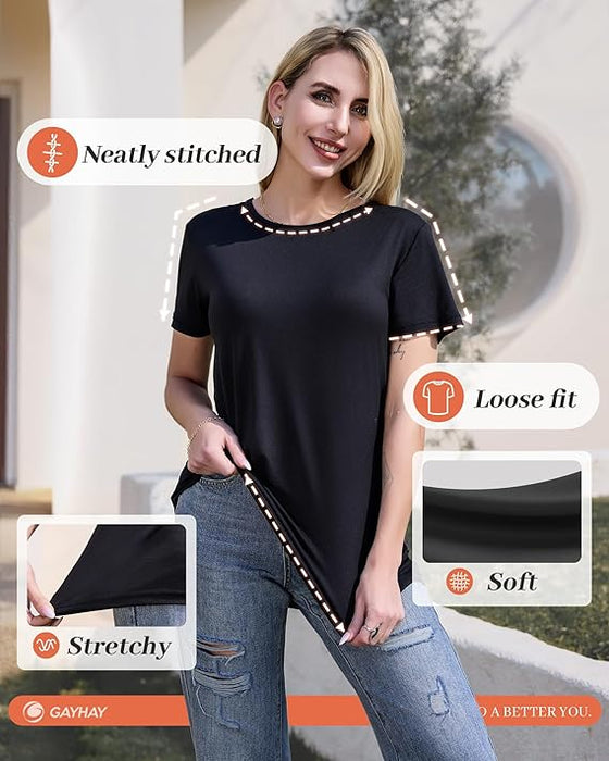 GAYHAY Paquete de 3 camisetas para mujer – Camisetas de manga corta para primavera y verano - Quierox - Tienda Online