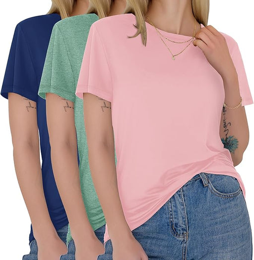 GAYHAY Paquete de 3 camisetas para mujer – Camisetas de manga corta para primavera y verano - Quierox - Tienda Online