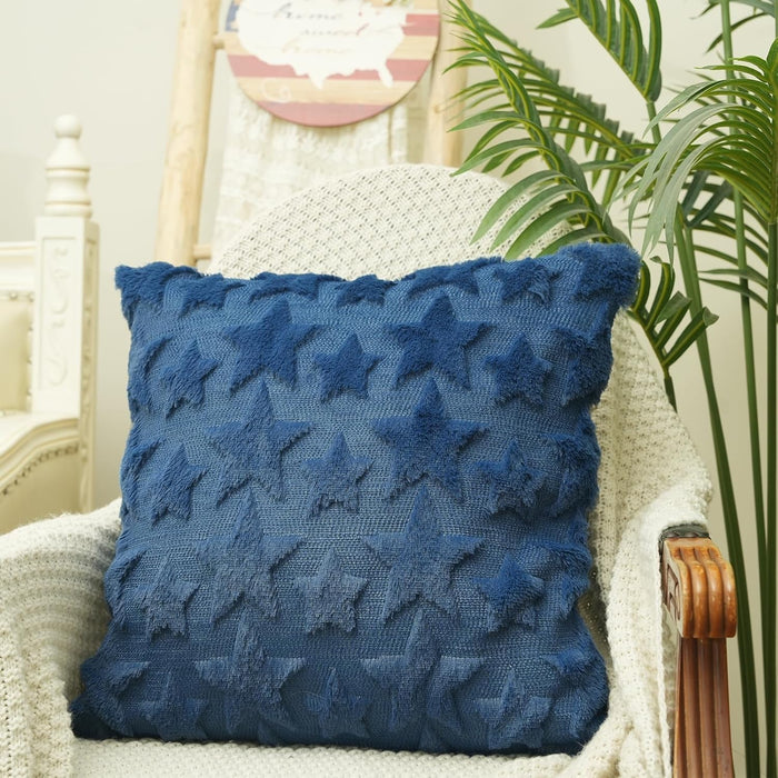 GEEORY Fundas de almohada suaves y esponjosas con estrella azul, 45x45 cm, juego de 2 - Quierox - Tienda Online