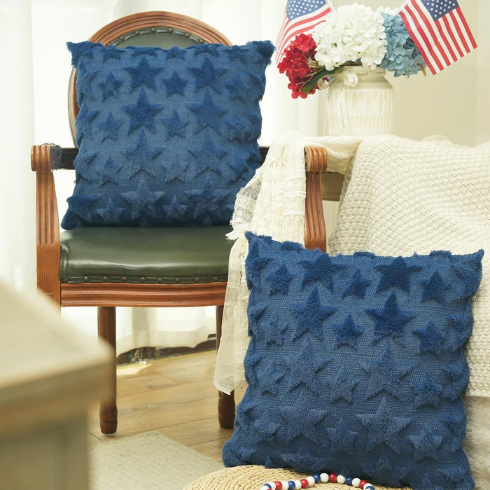 GEEORY Fundas de almohada suaves y esponjosas con estrella azul, 45x45 cm, juego de 2 - Quierox - Tienda Online