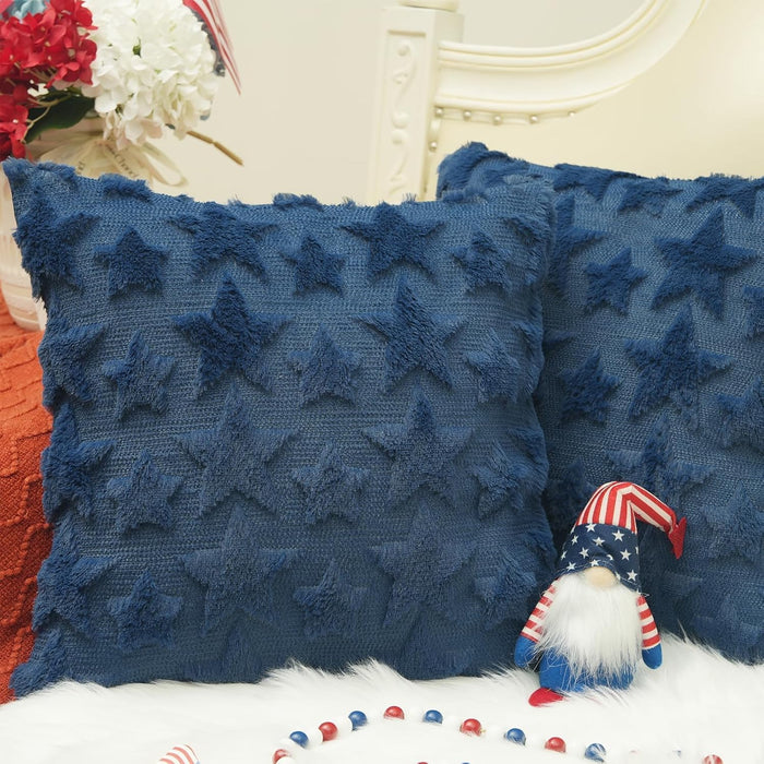 GEEORY Fundas de almohada suaves y esponjosas con estrella azul, 45x45 cm, juego de 2 - Quierox - Tienda Online