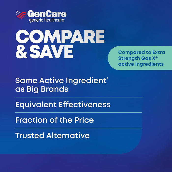 GenCare - Alivio de gases extra fuerte con simeticona 125 mg (180 cápsulas blandas) - Quierox - Tienda Online
