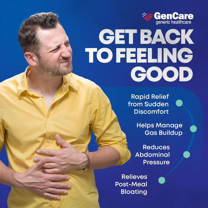 GenCare - Alivio de gases extra fuerte con simeticona 125 mg (180 cápsulas blandas) - Quierox - Tienda Online